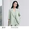 Terno Novo Estilo com Manga Três Quartos para Mulheres, Casual, Emagrecedor, Versátil, Roupa Profissional, Conjunto de Três Peças com Calça