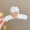 Pinza de garra de felpa para otoño e invierno, estilo elegante, para cabello fino en la nuca, pinza para el cabello de tamaño mediano para mujer, accesorio para el cabello tipo pinza de tiburón