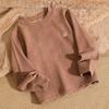 Camiseta Básica de Veludo Outono e Inverno para Crianças Meninos e Meninas com Forro de Lã Gola Meia-alta Roupas de Outono Roupa Íntima de Manga Longa para Crianças Grandes Top Quente