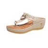 Exportación Transfronteriza Nuevas Chanclas de Tira con Cuña y Corte para Mujer Hebilla Europea y Americana Suela Gruesa Para Exterior Sandalias de Playa Deseo