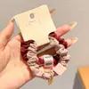 Elástico de Cabelo de Flor de Tricô Infantil para Meninas com Cabeça de Bola, Scrunchie Intestino Grosso, Elástico de Cabelo para Rabo de Cavalo Estilo Floresta, Acessórios de Cabelo Doces para Meninas