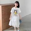 Vestido de Niña Estiloso 2026 Verano Nuevo Estilo Vestido de Retazos de Manga Corta Vestido Camiseta para Niños Moderno para Niñas