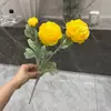 3 Flores Artificiales de Peonía Extranjera Rosa de Brasil Decoración Decoración de Boda Flor Falsa Flor Especial para Lobby de Hotel Brote de Ciruelo de Té