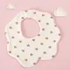 Babadores Impermeáveis Bebê Estilo Coreano Ins, Babadores de Algodão Puro Dupla Face para Bebês, Babadores em Formato de Pétala para Meninas e Meninos