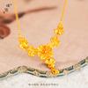 Collar de cadena para clavícula con flores arenosas de oro antiguo de larga duración como flores de borla de brocado, estilo chino nuevo para mujer