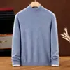 Suéter grossinho de gola alta meia-manga 470g para homens, nova coleção outono/inverno 2026, casual de negócios, cor sólida, tricô quente