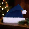 Gorros de Navidad transfronterizos de felpa corta para adultos, disponibles en rojo, verde, rosa, azul, negro y morado con logo al por mayor