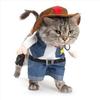 Fantasia Jeans Denim com Capuz para Cão e Gato Halloween Macacão Roupas para Filhote Jaqueta Engraçada