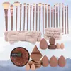 Nuevo Set de Polvera 40 Piezas Brocha Grande Combinada para Maquillaje Set Portátil de Brocha para Sombras de Ojos Brocha Herramienta de Belleza