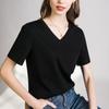 Camiseta Blanca de Manga Corta con Hombro Normal para Mujer, Nivel B Muy Calificada de los 80s, Algodón Mercerizado 26, Cuello en V, Camiseta Básica para Verano
