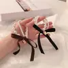 Goma para el pelo de lazo, Cuerda para el pelo de perlas, Goma para el pelo con forma de corazón, Elástico para el pelo estilo Ins, Goma para el pelo de perlas simple y elegante para mujer
