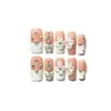 Taiwu [Pedra de Strass Flor de Gelo] Adesivos 3D de Flor Branca para Nail Art Estilo Francês Tons de Rosa Unhas Usáveis Pura Artesanal Unhas Postiças