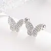 Pendientes de Hueso de Oreja de Mariposa Completamente Diamantados Super Brillantes, Lujo Ligero, Gama Alta, Nicho, Exquisitos, Versátiles, Joyería de Oreja Super de Hada