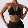 Top Transfronterizo de Cuello en V Profundo, Sujetador de Yoga Sexy de Tirantes Finos, Hermoso Conjunto de Espalda, Pantalones Acampanados de Cintura Alta para Mujer con Control de Abdomen y Levantamiento de Glúteos, Secado Rápido