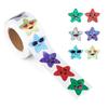 Transfronterizo en stock 1 pulgada cara sonriente sonrisa estrella de cinco puntas caricatura flash láser diy regalo etiqueta adhesiva de regalo