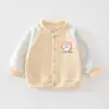 Ropa para Niños Anyang Chaqueta de Béisbol para Niños y Niñas Estilo Primavera y Otoño Estilo de Dibujos Animados Ropa de Abrigo Ropa para Bebés Cárdigan a Rayas Ropa de Exterior