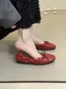 Zapatos de ballet planos Chuyuji estilo francés con lazo suave, nuevo para otoño 2026, poco profundos, suela blanda, rollo de huevo rojo