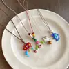 Collar Colgante de Cachorro Colorido de Dibujos Animados Lindo para Mujer Cadena Larga para Suéter de Verano Dopamina Lindo Nicho Accesorios