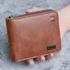 Billetera corta para hombre, color liso, diseño simple para jóvenes, billetera con 70% de descuento, monedero con cremallera multifuncional para estudiantes, gran cantidad en stock