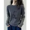 Camiseta de Manga Larga Rayada de Terciopelo Cepillado Falsa de Dos Piezas para Mujer, Estilo Ins Europeo, Diseño de Alta Gama, Gris Oscuro, Top que Reduce la Edad