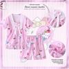 Pijamas de verano para niñas, estilo coreano, pantalones cortos de manga corta, ropa fina con dibujos animados para el hogar, ropa para niñas de talla mediana y grande.