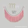 Bolsa de red para juguetes personalizada, decoración colgante de pared de juguete de peluche tejida con cuerda de algodón hecha a mano, bolsa de red con borla colgante multicolor