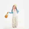 Ropa Infantil Nuomi Wanzi 2026 Otoño Nuevo Estilo Coreano para Niñas Camiseta Básica de Punto de Lana con Bloques de Color y Mangas Raglán