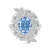 Transmisión en Vivo Venta Caliente Anillo de Mariposa Huevo de Paloma Cortado Flor de Hielo Piedra Preciosa Colorida para Mujeres, Anillo con Forma de Huevo de Diamante de Alto Carbono Súper Brillante, Venta al por Mayor de Una Pieza