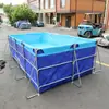 Tanque de peixes quadrado de lona espessa, grande capacidade, montável, tanque dobrável para criação de carpas com estrutura de tubo galvanizado, tanque de armazenamento de água