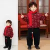 Conjunto Retro Festivo de Otoño e Invierno con Estampado para Niños y Niñas, Disfraz de Rendimiento Engrosado para Niños