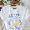 Camiseta casual de manga corta para mujer talla extra - Estampado gráfico del Club Social Costa Amalfitana Italia