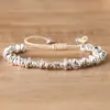 Pulsera tejida a mano de ángulo de corte 2x3 color plata Ajustable Pulsera de cuentas de plata rota Moda para mujer Joyería exquisita