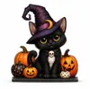 Adorno de Escritorio de Madera de Fantasma Lindo de Halloween Sosteniendo Forma de Calabaza Decoración Festiva para Repisa de Ventana del Hogar