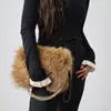 Bolsas Femininas de Comércio Exterior Transfronteiriço Europeu e Americano Bolsa de Mão Clutch Bolsa de Mão Clutch Retro da Amazon Bolsa de Mão Clutch de Pelo Fofo de Grande Capacidade