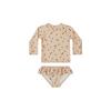 Traje de baño floral de dos piezas para niños 2026 Nuevo estilo Traje de baño de manga larga con protección solar para niñas Traje de baño de secado rápido para bebé