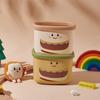 Lixeira de Mesa com Tema de Hamburgo, Lixeira Fofa de Desenho Animado para Escritório, Dormitório, Mesa com Anel de Pressão, Cesto de Lixo de Papel 4L para Mesa