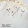 Accesorios Populares para Uñas con Borlas de Aleación y Diamantes Rosas, Colgante de Mariposa y Corazón de Plata Ultrabrillante de Lujo Ligero, Accesorios para Uñas Portátiles