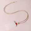 Cordón para Collar de Cuentas Dzi Trenzado Cruzado Semi-Terminado, Cordón de Cadena para Clavícula con Colgante de Paz de Ágata de Jade, Colgante de Jade de Doble Agujero
