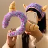 Fofo Monstro Roxo de Pelúcia Faixa de Cabelo Faixa de Cabelo Feminina para Lavar o Rosto Aplicar Máscara Maquiagem Faixa de Cabelo Especial Acessório de Cabeça Outono e Inverno