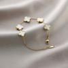 Pulseira Yunyao Inoxidável Mais Vendida Internacionalmente em Aço Titânio para Mulheres com Trevo de Cinco Folhas e Incrustação de Diamante, Personalidade Estilo Ins, Galvanoplastia a Vácuo 18K