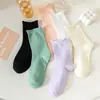 Calcetines para Mujer para Todas las Estaciones, Calcetines de Media Pantorrilla, Color Sólido, Estilo Ins de Moda, Estilo Japonés Versátil, Color Caramelo, Calcetines de Maternidad con Borde Enrollado, Dulces al por Mayor