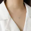 289 Cadena para clavícula estilo coreano cadena de plata decoración moda minimalista versátil anillo liso geométrico collar de plata de ley S925 para mujer