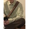 Camisa de diseño nicho para primavera y otoño, ropa holgada, retro japonés, versátil, a rayas, interior, camisa de manga larga, abrigo para hombre