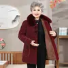Roupas de Inverno da Vovó para Mulheres de Meia-Idade e Idosas, Casaco de Pele de Visão Outono e Inverno, Jaqueta Acolchoada de Algodão de Comprimento Médio para Mãe, Casaco Espesso com Forro de Lã para Senhora Idosa
