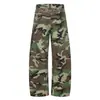 Calças de Trabalho Retas Camufladas Estilo Retro Americano 11Kn para Homens e Mulheres, Calças Cargo Casuais Largas com Patchwork Estampado de Leopardo Moda de Rua