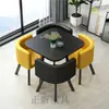 Mesa e Cadeiras Simples Modernas para Negócios e Recepção de Convidados, Mesa Redonda Pequena para Lanchonete de Chá com Leite, Mesa de Jantar