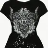 Ropa Retro Vintage Americana 2025 Nueva Camiseta de Manga Corta Y2K Estampado de Cruz Moda Chica Caliente Top