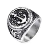 Anillos europeos y americanos de acero inoxidable para hombre, anillos de ancla punk personalizados, joyería pirata caribeña al por mayor