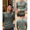 Bom de usar e fechar! Esportes ao ar livre Alta Elástica Casal Gola Redonda Manga Longa Pulôver T-shirt Base de Lã de Secagem Rápida