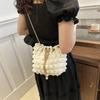 Bolsa Cubo Seersucker Fresca Linda 2024 Nueva Nicho Distintiva Moderna Cadena Romboidal Bolso de Hombro Cruzado para Mujer